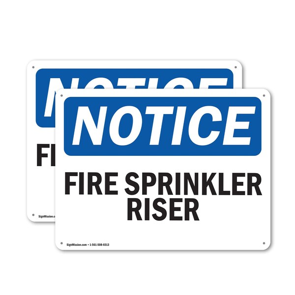 Signmission Fire Sprinkler Riser OSHA Notice Sign, Plastic, 14in W x 10in L, 2PK OS-2PACK-NS-P-1014-L-12683 - main